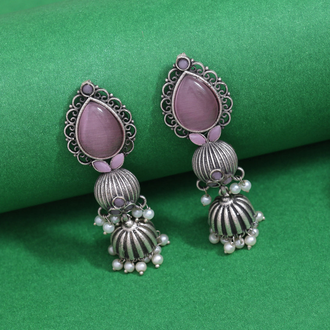 Pink Color Oxidised Earrings (GSE2958PNK)