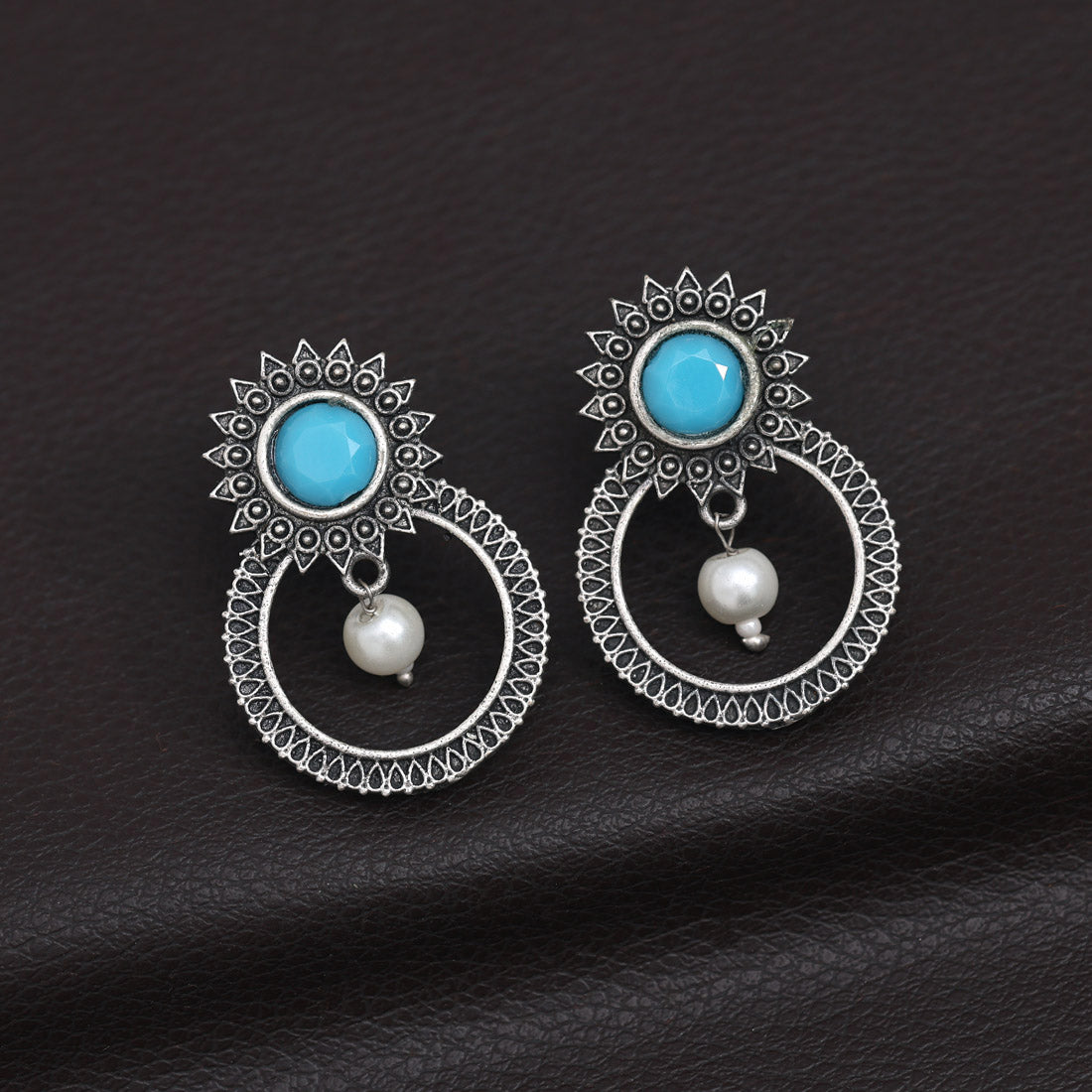 Firozi Color Oxidised Earrings (GSE2966frz)