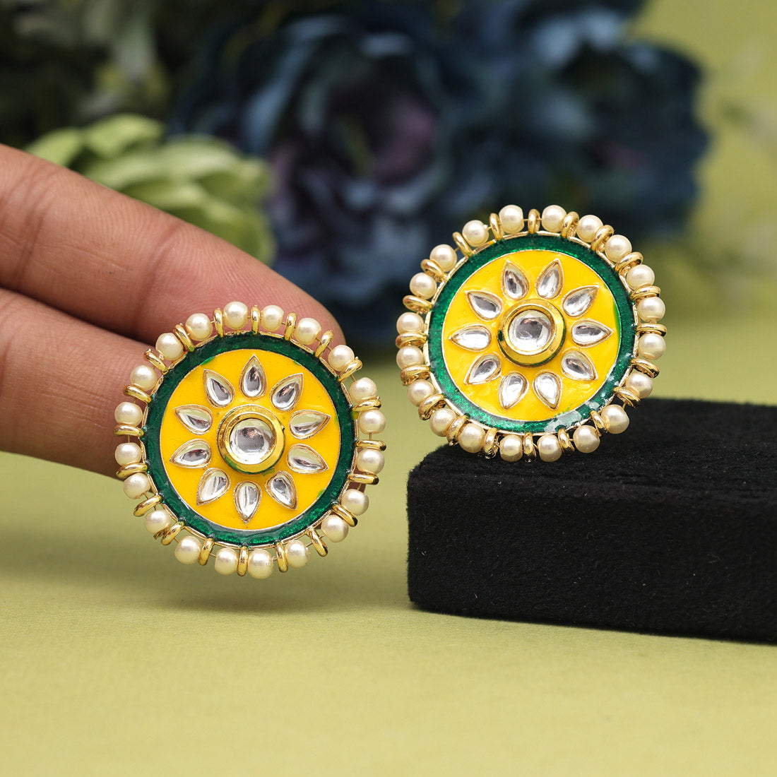 Yellow Color Meenakari Earrings (MKE1991YLW)