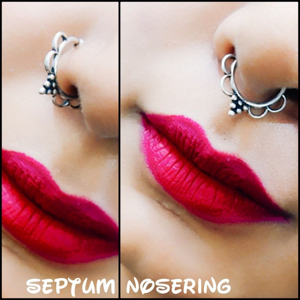 Silver Platde Oxidised Septum Nose Rings (DNR062V20810)