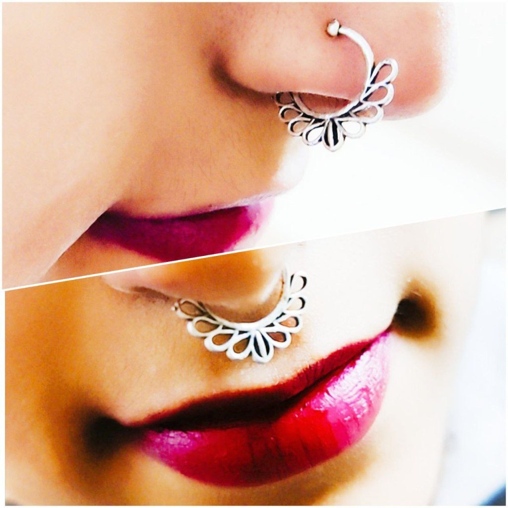 Silver Plated Oxidized Septum Nose Rings (DNR056V20810)