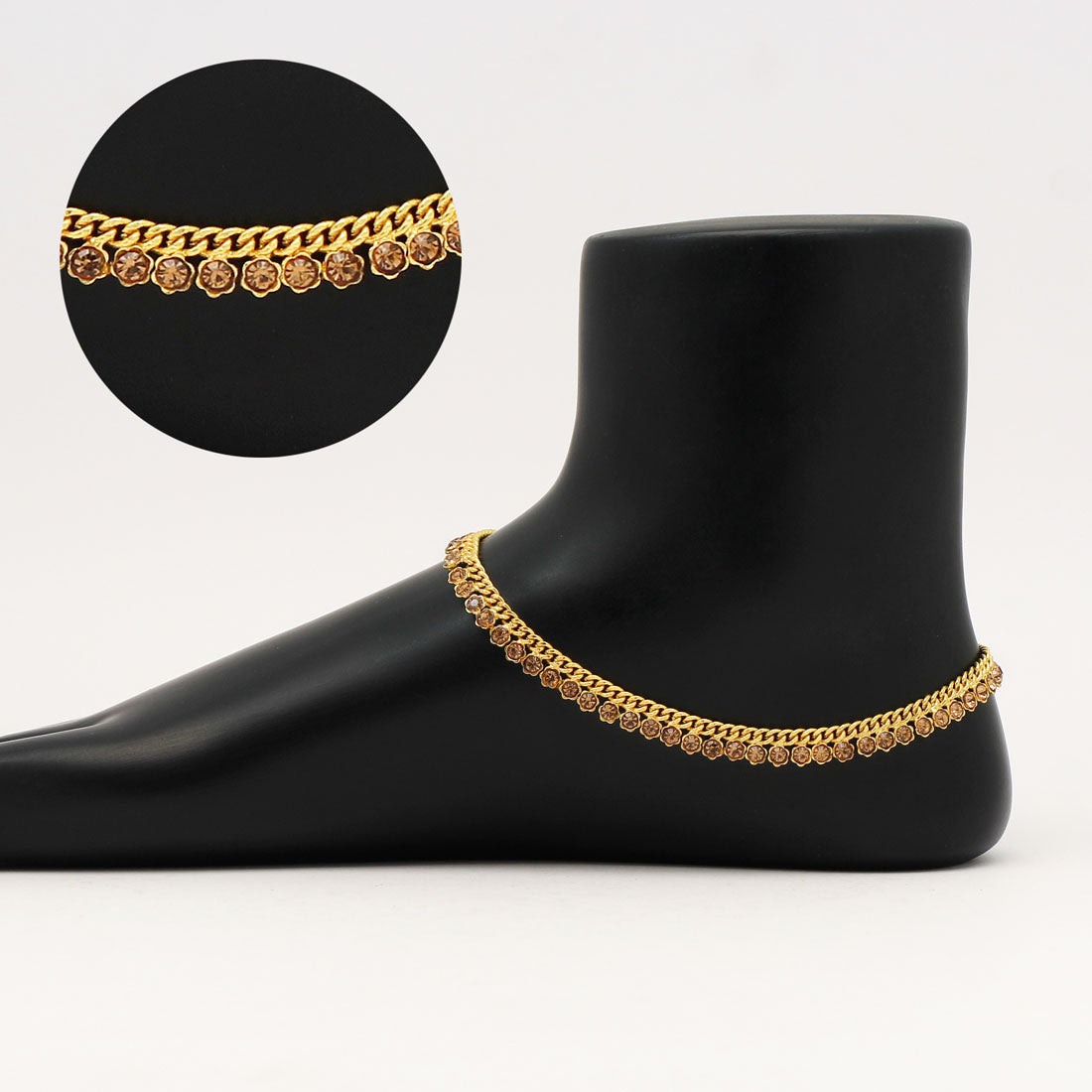 Gold Color Diamond Rhinestone Anklets (ANK1009GLD)