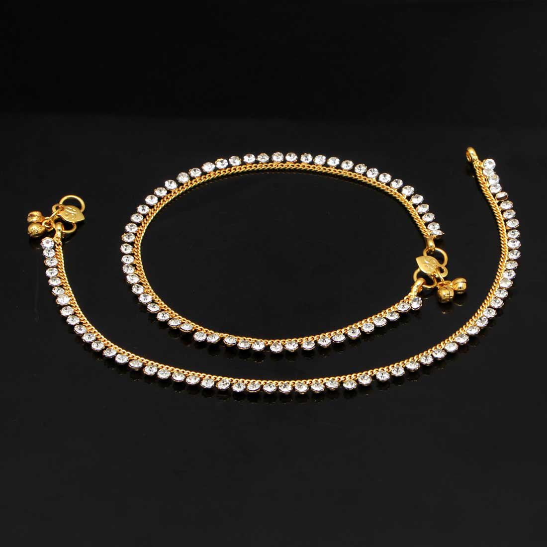 Gold Color Diamond Rhinestone Anklets (ANK352GLD)