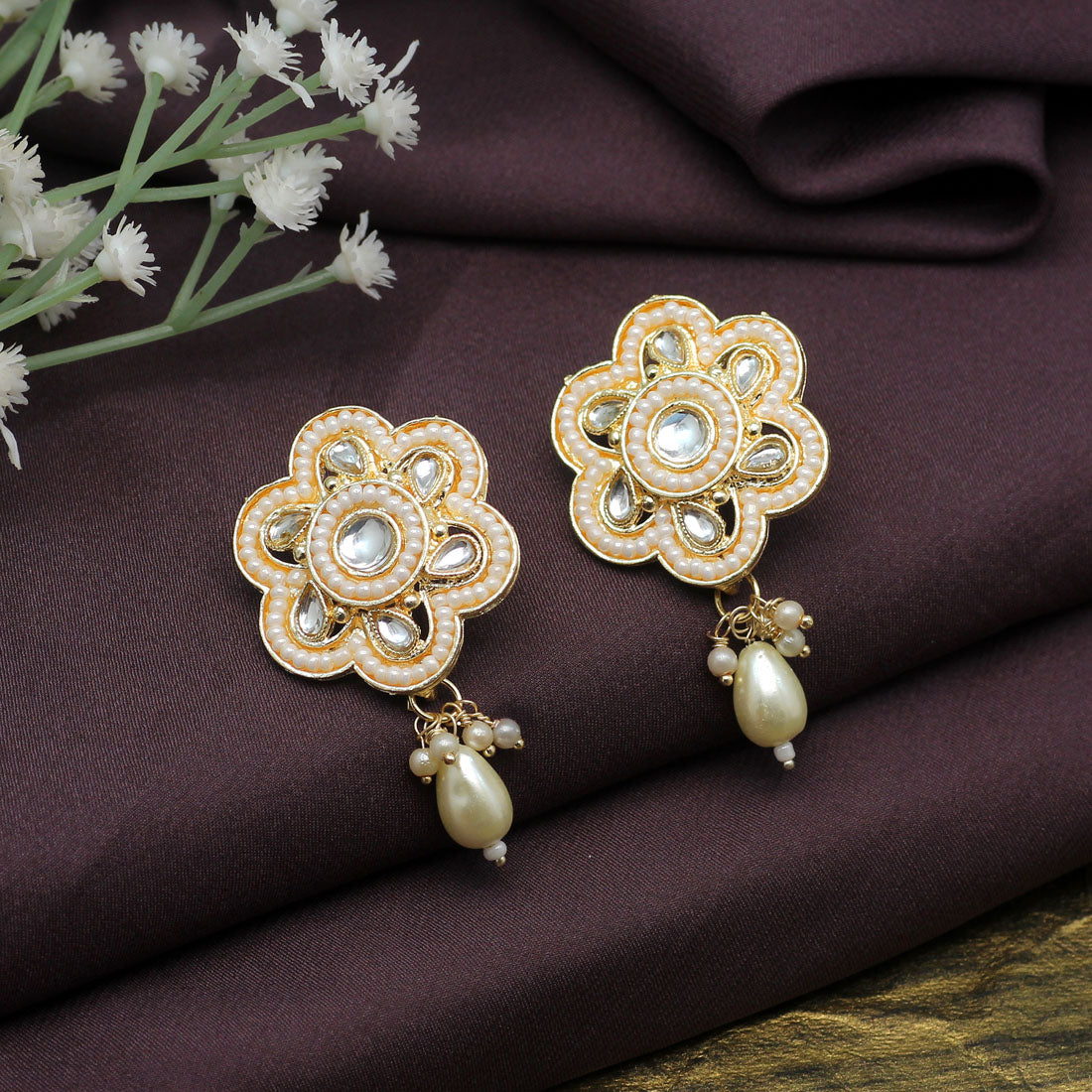 White Color Antique Earrings (ANTE1614WHT)