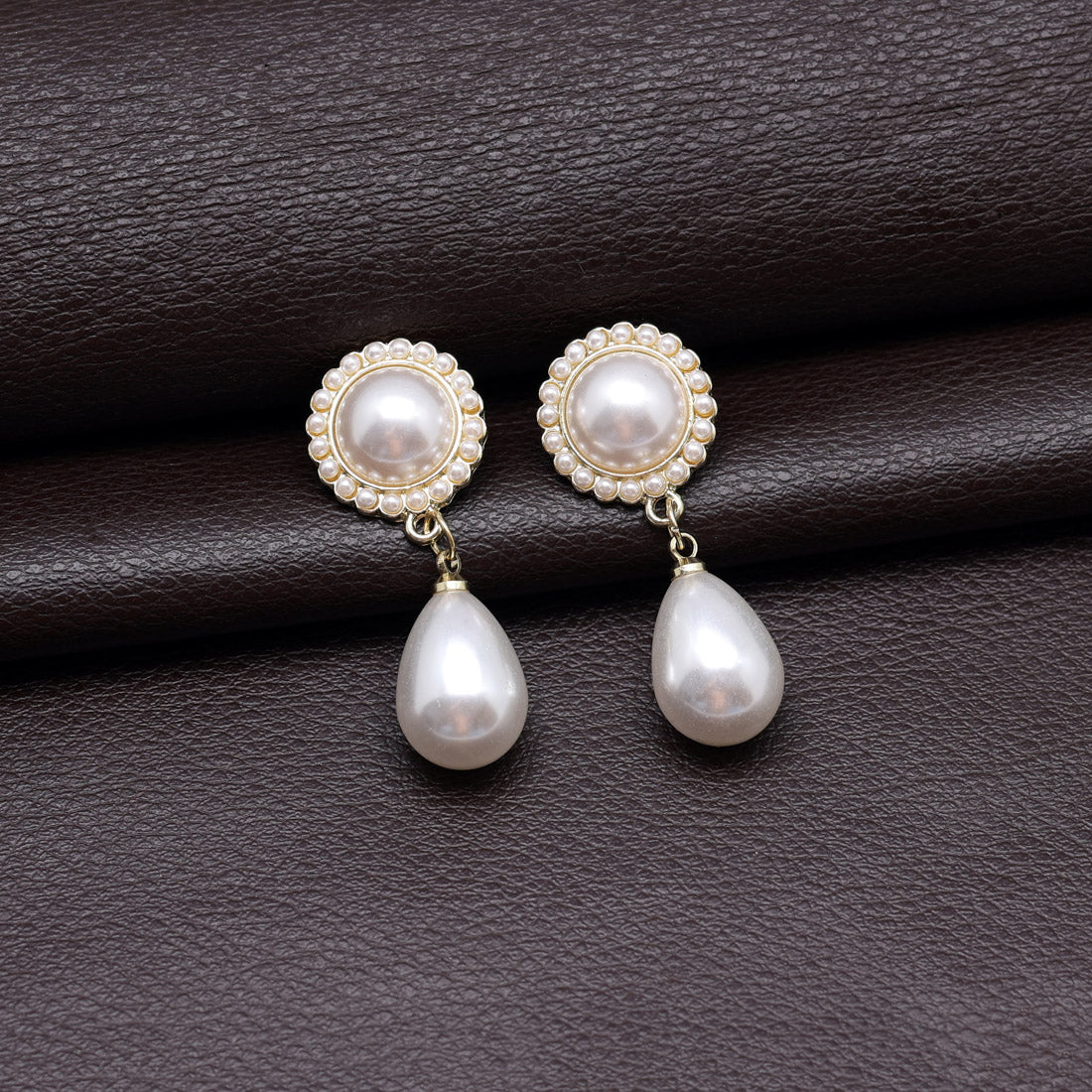 White Color Pearl Earrings (ANTE1687WHT)