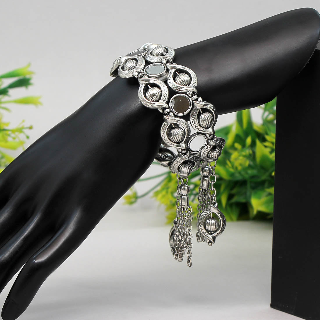 Silver Color Oxidised Bracelet (GSB178SLV)