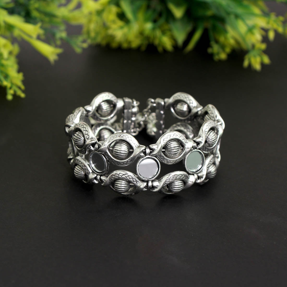 Silver Color Oxidised Bracelet (GSB178SLV)