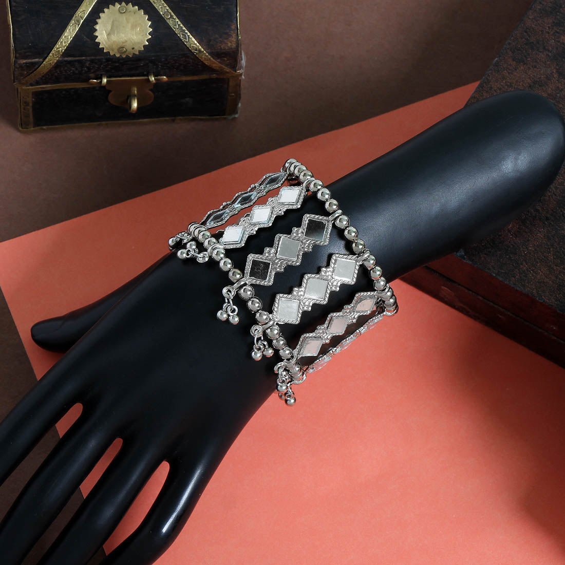 Silver Color Oxidised Bracelet (GSB222SLV)