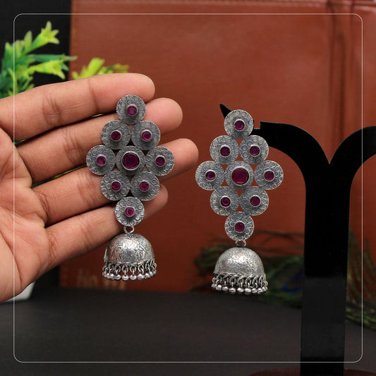 Rani Color  Brass Oxidised Earrings (GSE2245RNI)