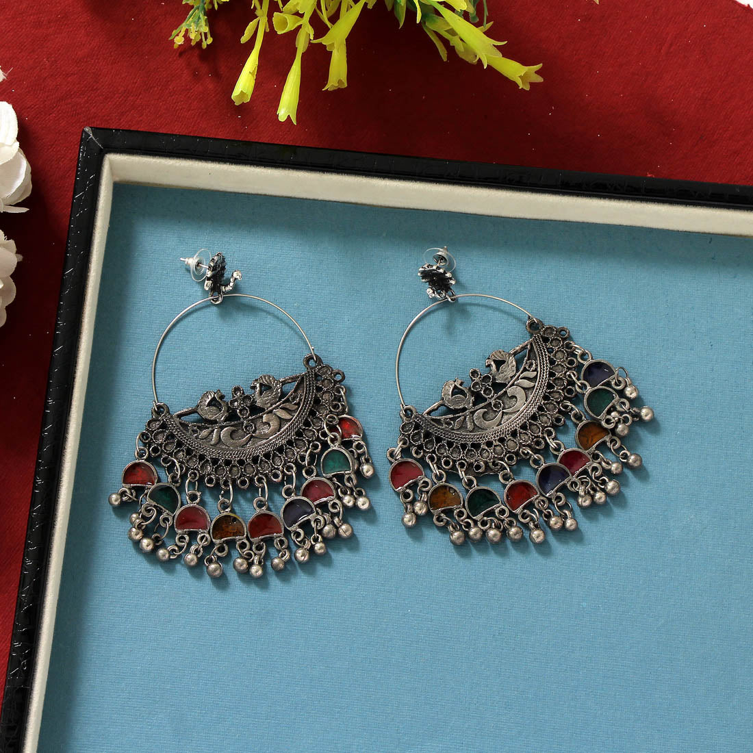 Multi Color Meenakari Oxidised Earrings (GSE2347MLT)