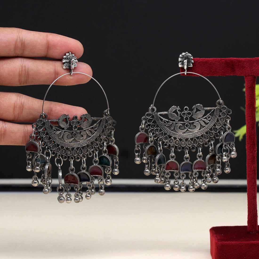 Multi Color Meenakari Oxidised Earrings (GSE2347MLT)