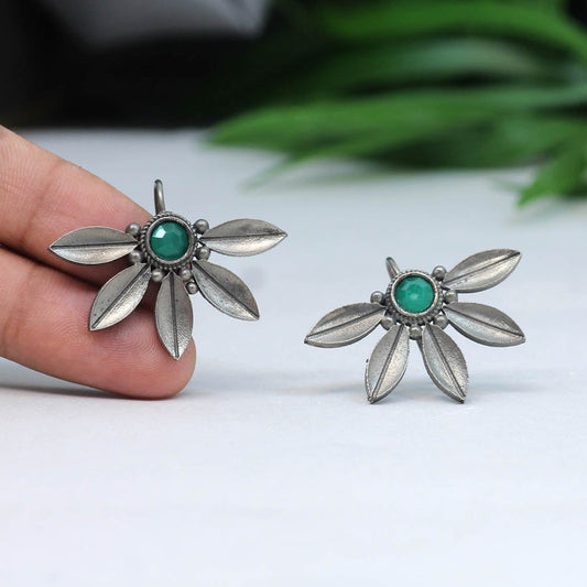 Green Color Oxidised Earrings (GSE2464GRN)