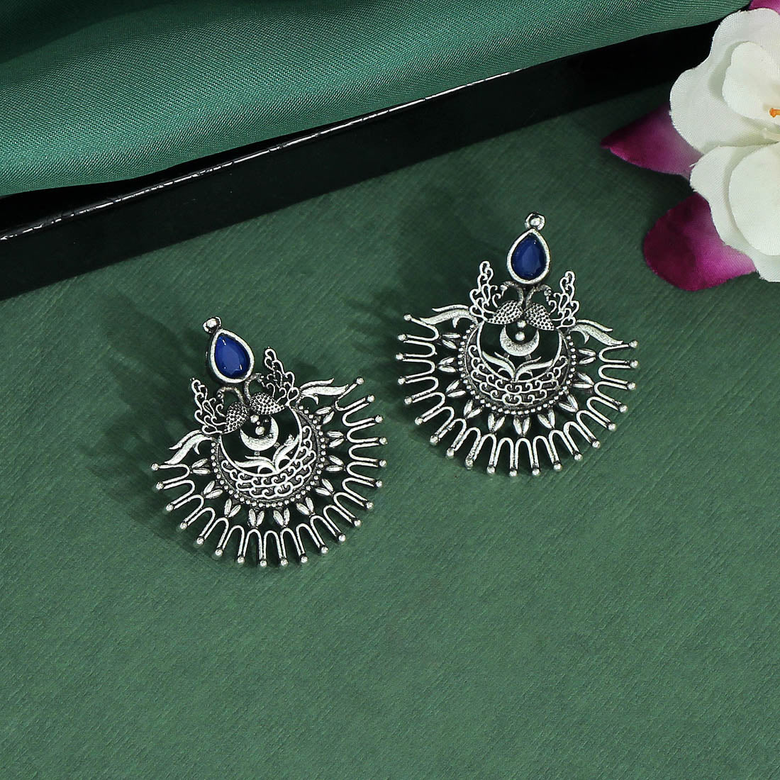 Blue Color Oxidised Earrings (GSE2465BLU)