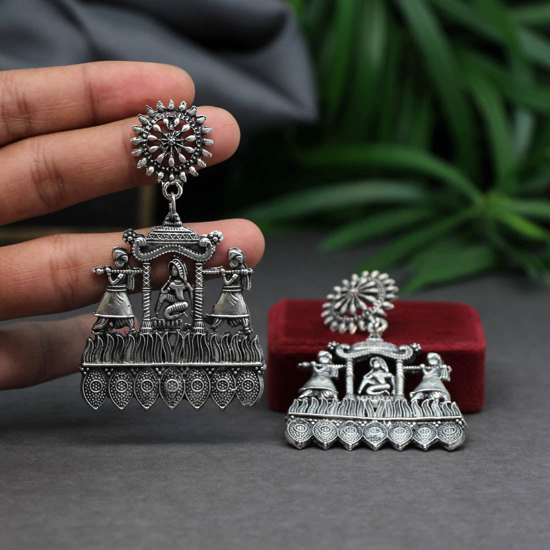 Silver Color Oxidised Earrings (GSE2466SLV)