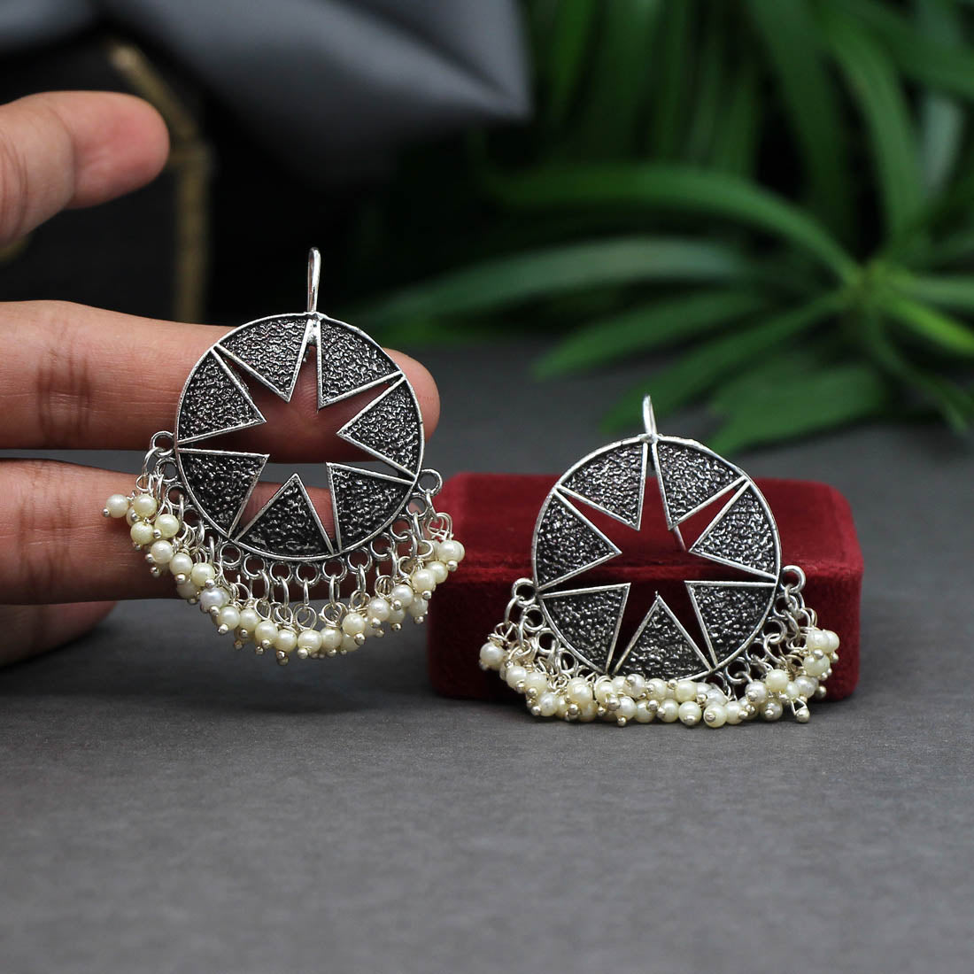 Silver Color Oxidised Earrings (GSE2472SLV)