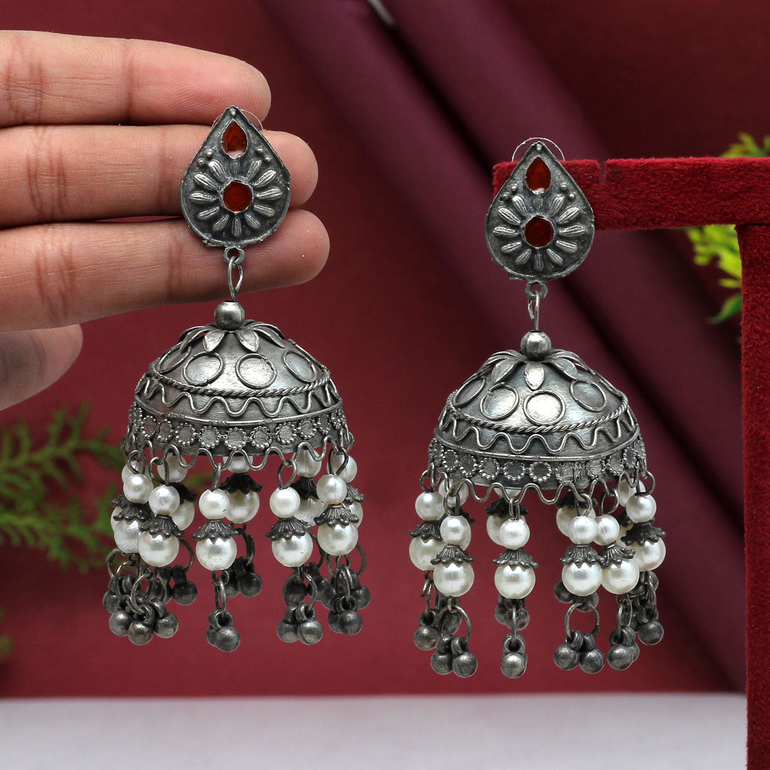 Silver Color Oxidised Big Jhumka  (GSE2626SLV)