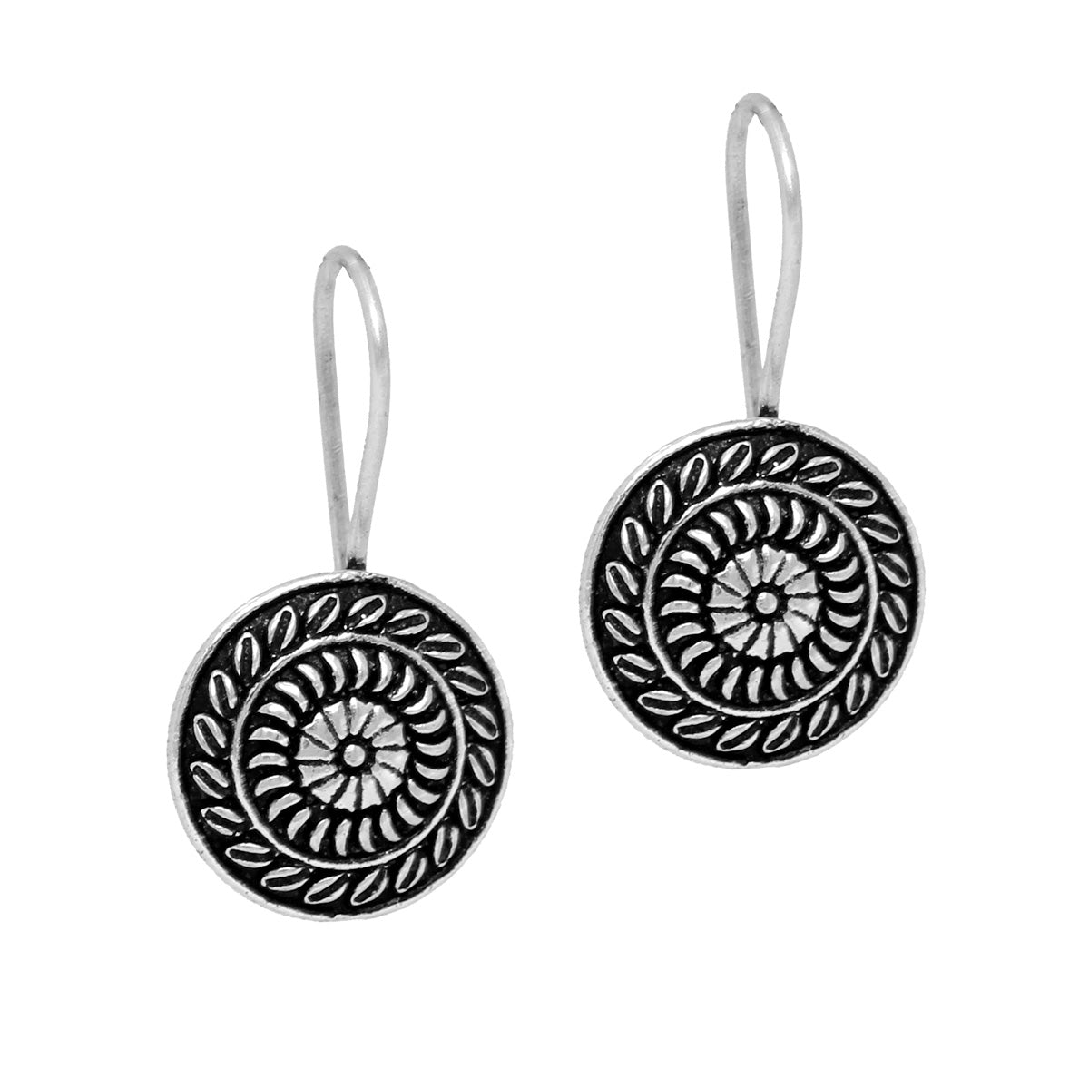 Indian Traditional Oxidised Stud Brass Earrings (GSE473SLV)