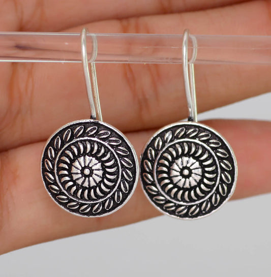 Indian Traditional Oxidised Stud Brass Earrings (GSE473SLV)