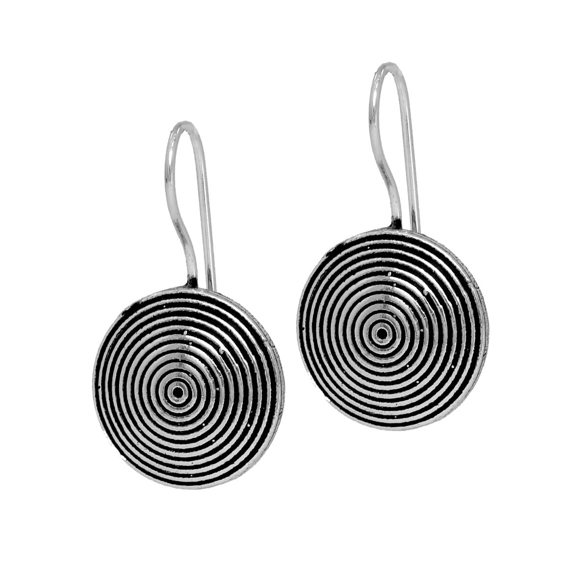 Jalebi Design Silver Tone Oxidised Stud Brass Earrings (GSE476SLV)