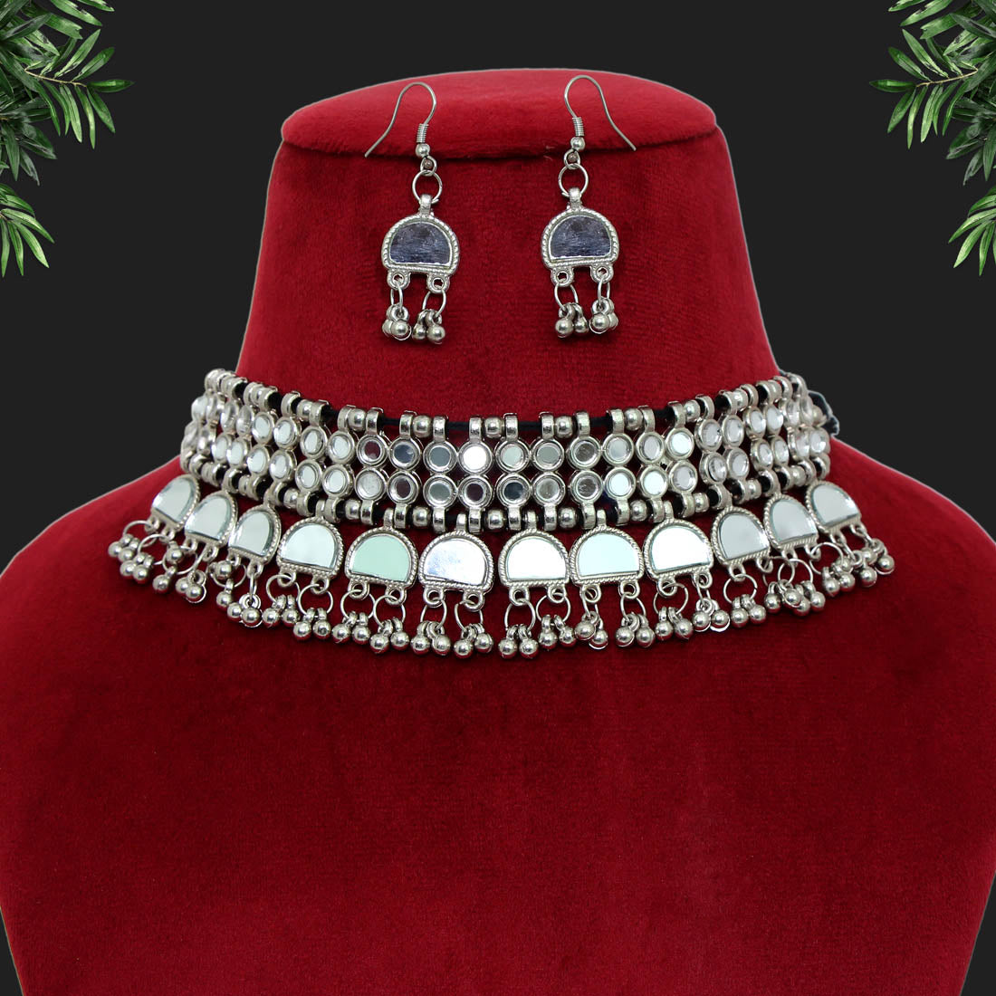 Silver Color Oxidised Necklace Set (GSN1598SLV)