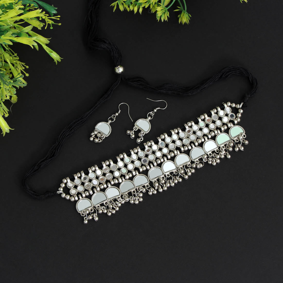 Silver Color Oxidised Necklace Set (GSN1598SLV)