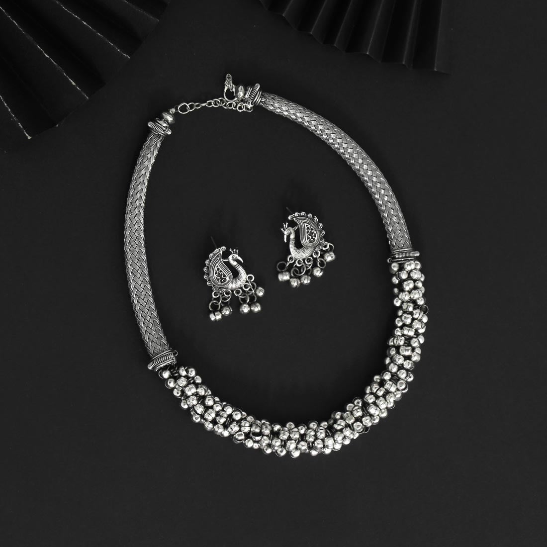 Silver Color Oxidised Necklace Set (GSN1629SLV)