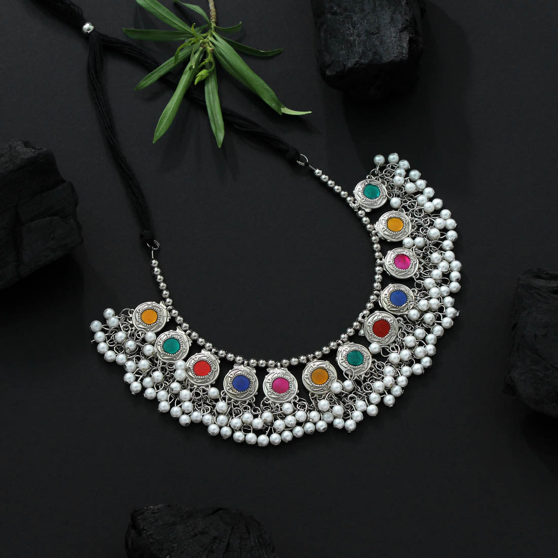 Multi Color Oxidised Necklace (GSN1654MLT)