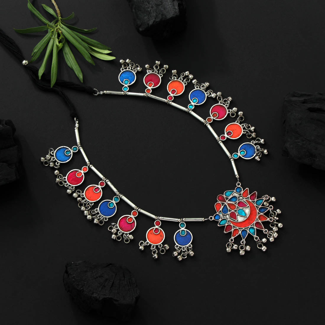 Multi Color Oxidised Meenakari Necklace (GSN1659MLT)