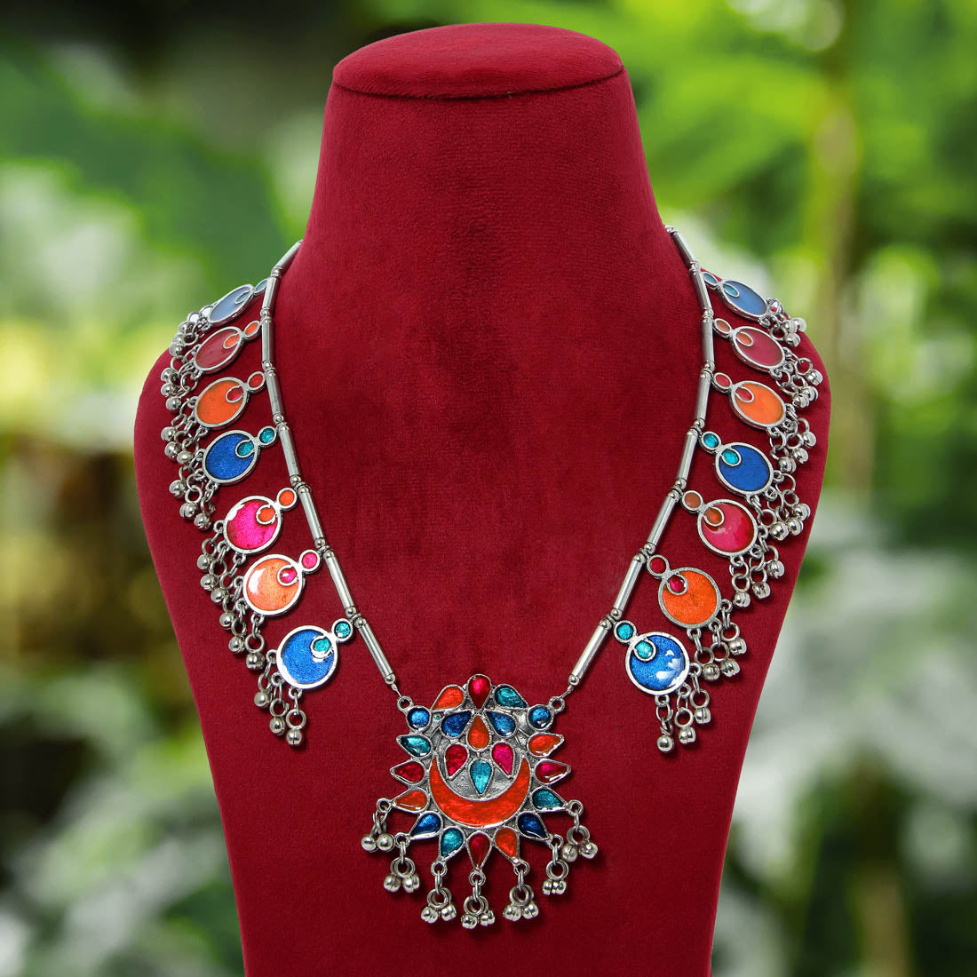 Multi Color Oxidised Meenakari Necklace (GSN1659MLT)