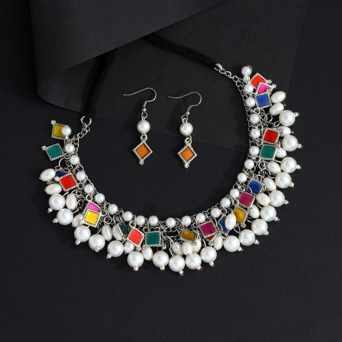 Multi Color Oxidised Meenakari Necklace (GSN1661MLT)