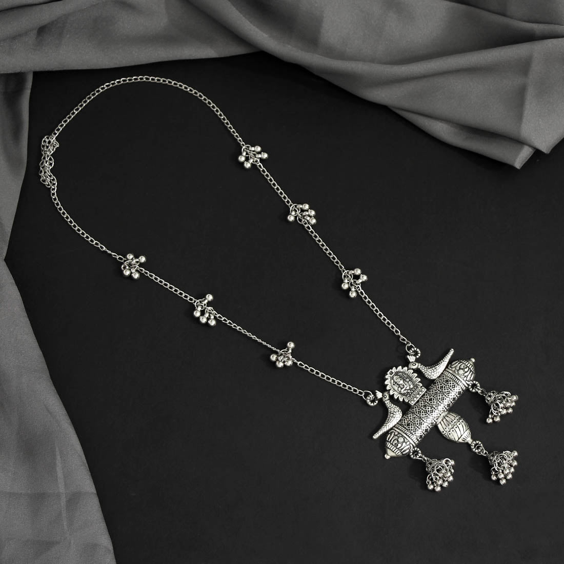 Silver Color Oxidised Necklace (GSN1683SLV)