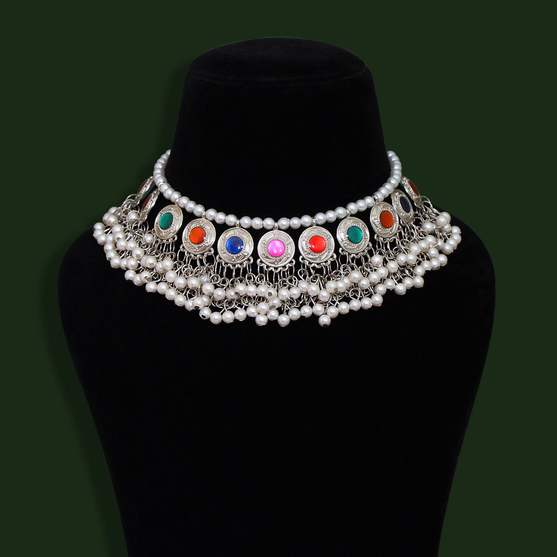 Multi Color Oxidised Necklace (GSN1768MLT)