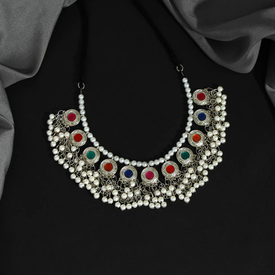 Multi Color Oxidised Necklace (GSN1768MLT)