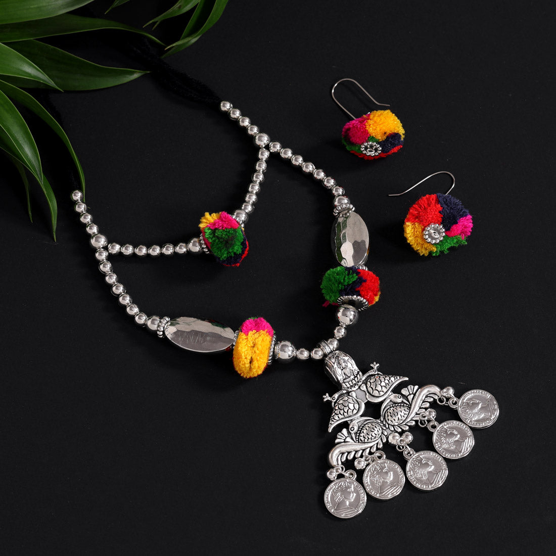 Multi Color Oxidised Necklace Set (GSN1942MLT)