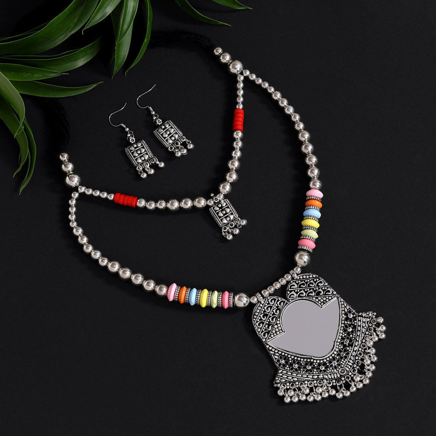 Multi Color Oxidised Mirror Necklace Set (GSN1948MLT)