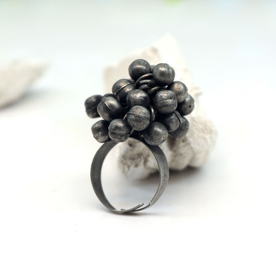 Silver Color Oxidised Ring (GSR483SLV)