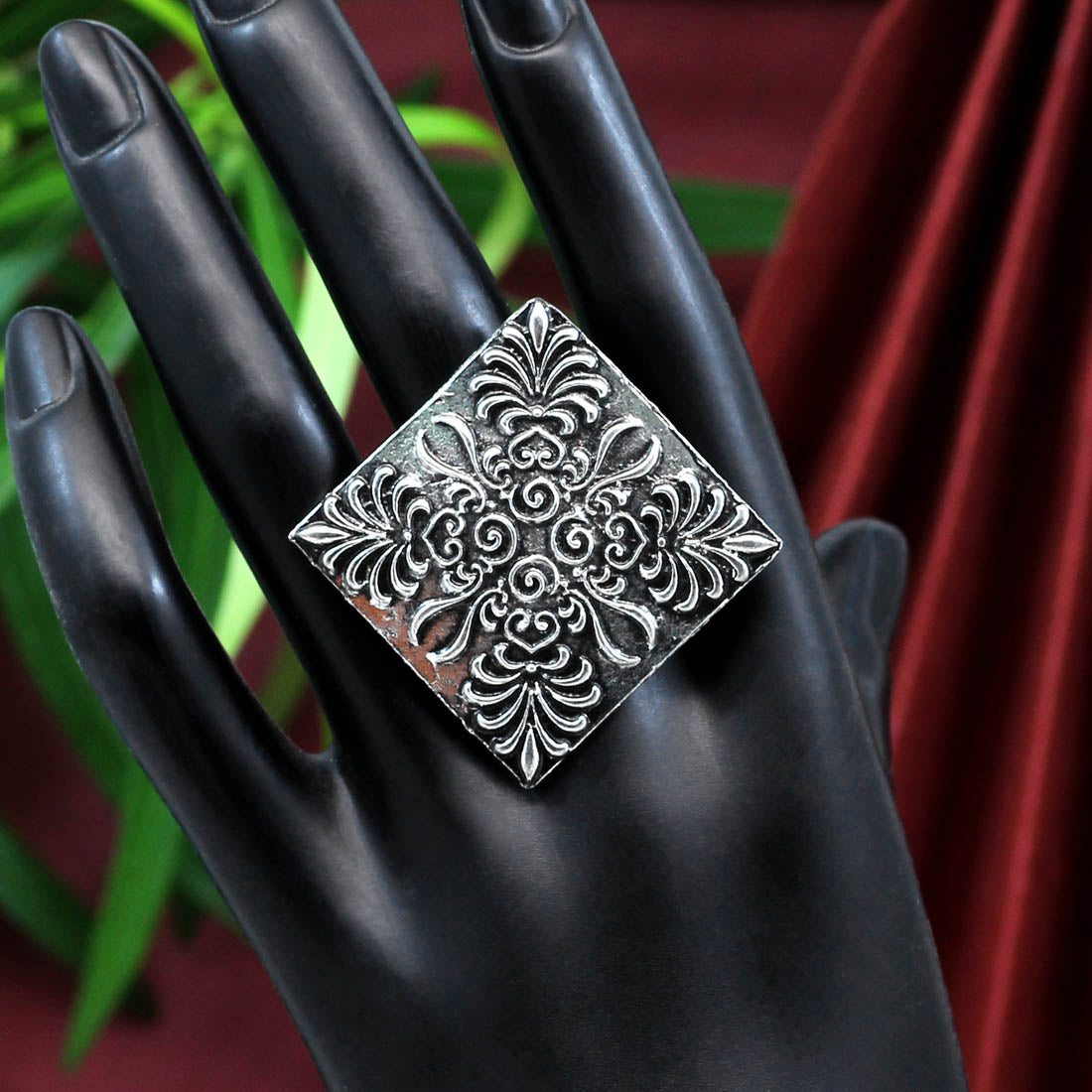 Silver Color Oxidised Ring (GSR492SLV)