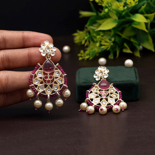 Purple Color Kundan Earrings (KDE808PRP)