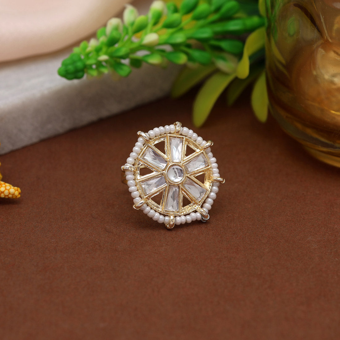 White Color Kundan Ring (KDR123WHT)