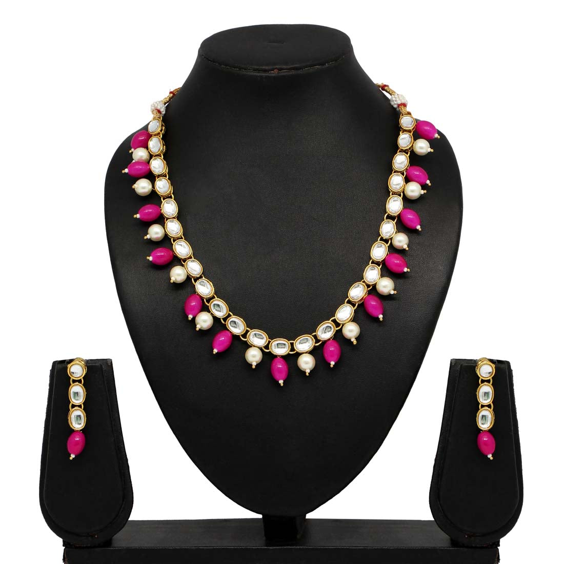 Rani Color Kundan Necklace Set (KN861RNI)