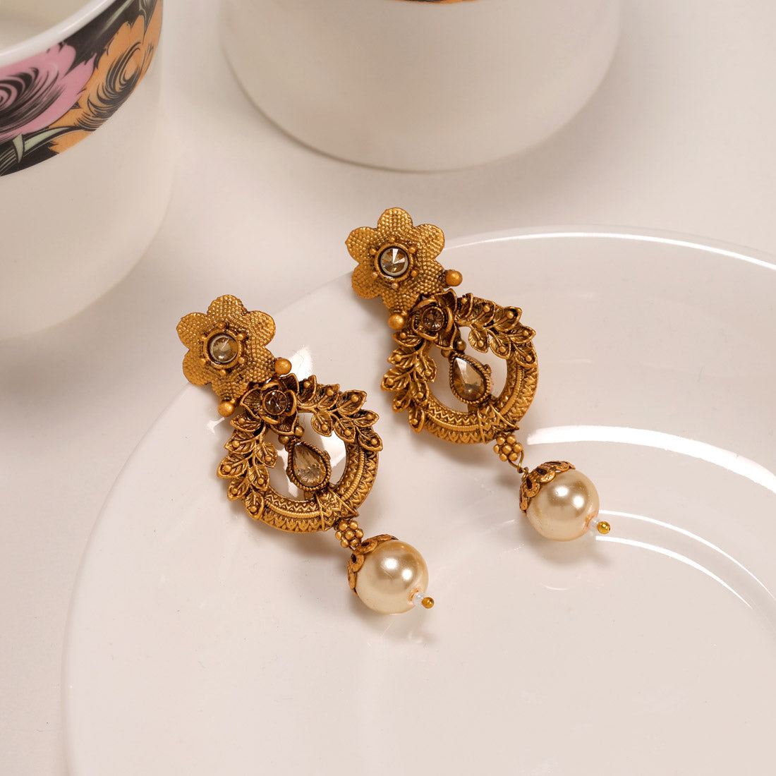 Gold Color Matte Gold Brass Earrings (MGE223GLD)