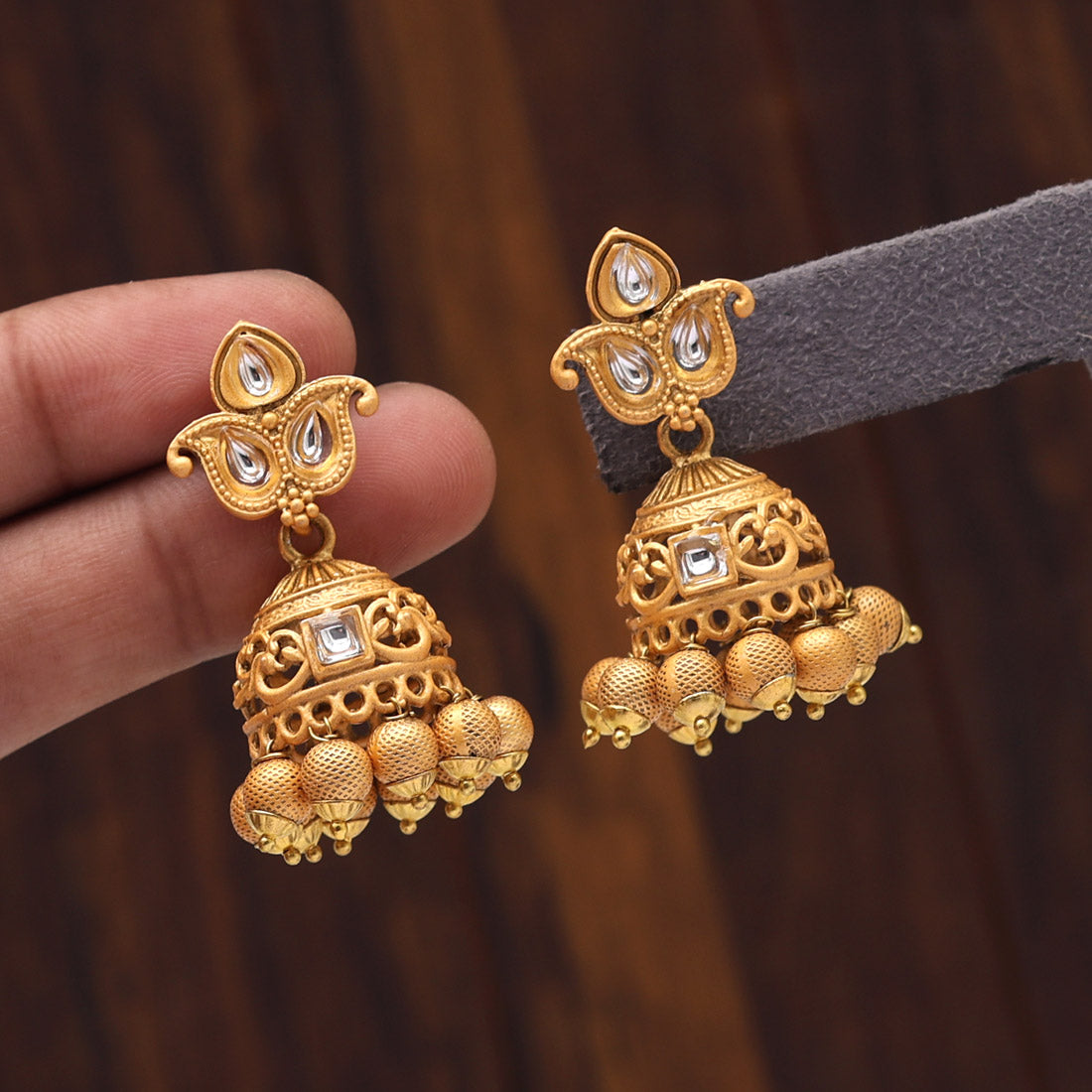 Gold Color Matte Gold Jhumka (MGE240GLD)