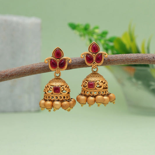 Rani Color Matte Gold Jhumka (MGE240RNI)