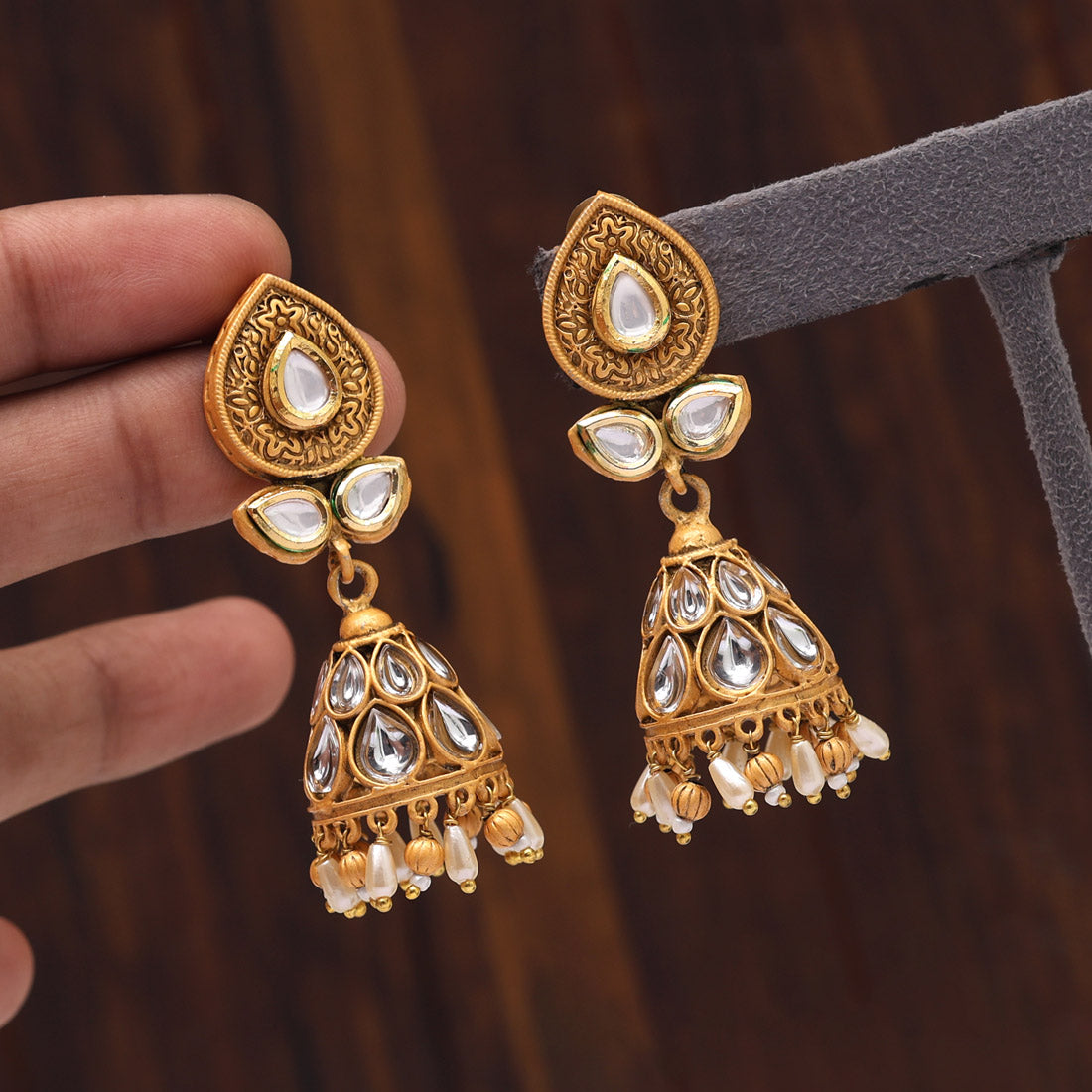 Gold Color Matte Gold Brass Jhumka (MGE248GLD)