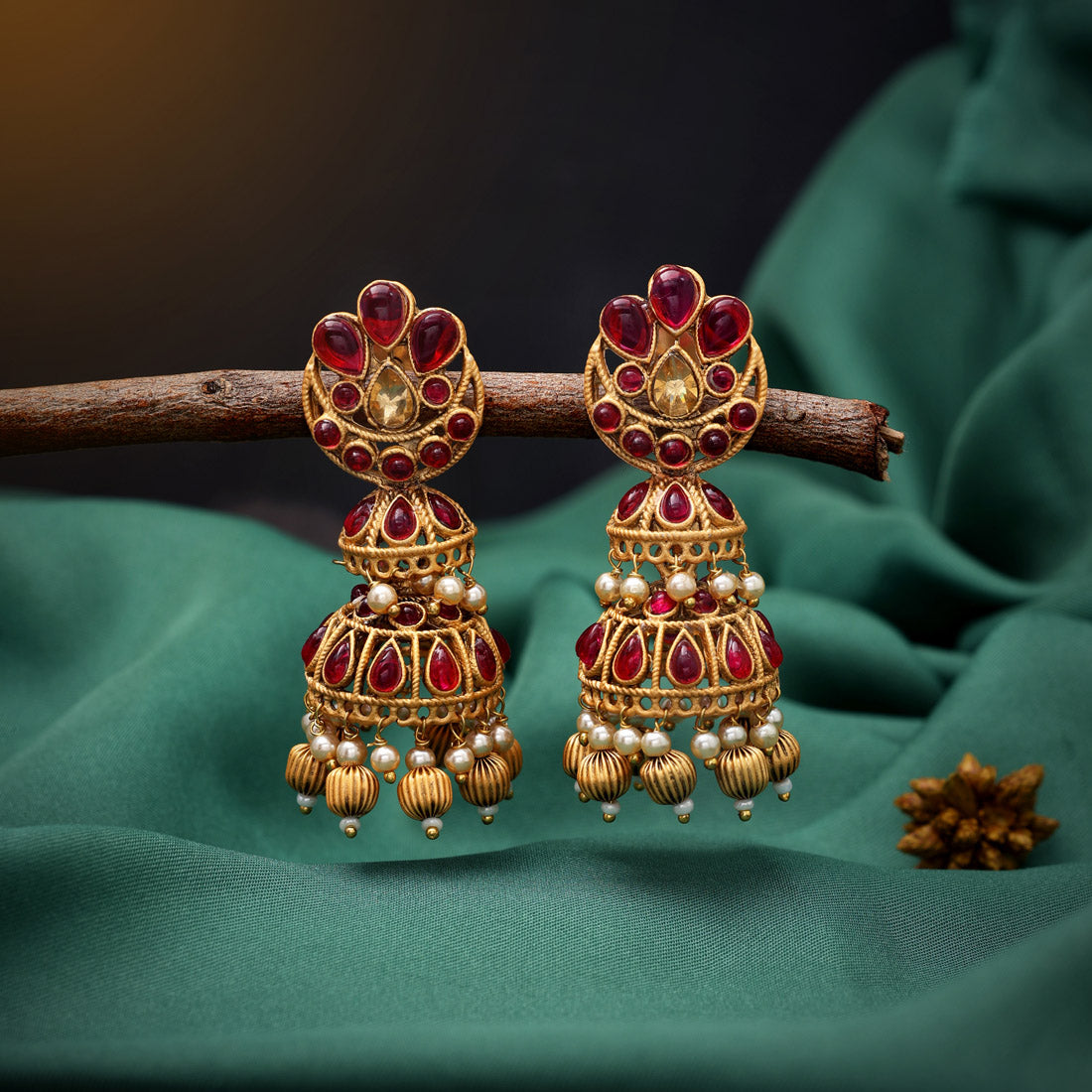 Rani Color Matte Gold Jhumka (MGE263RNI)