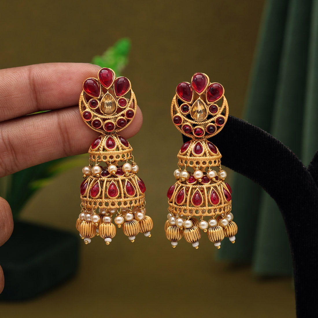 Rani Color Matte Gold Jhumka (MGE263RNI)