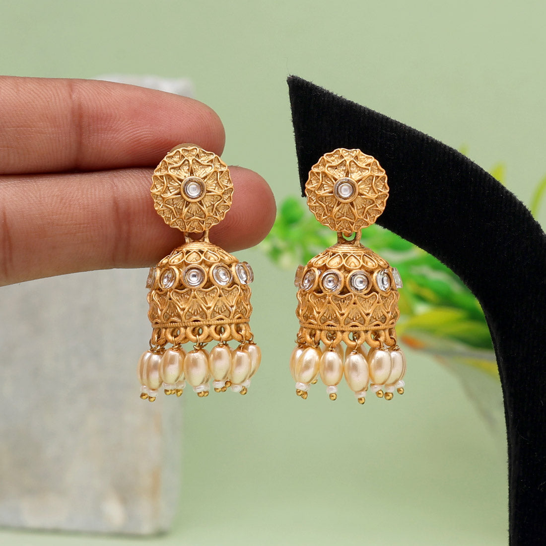 Gold Color Matte Gold Jhumka (MGE275GLD)