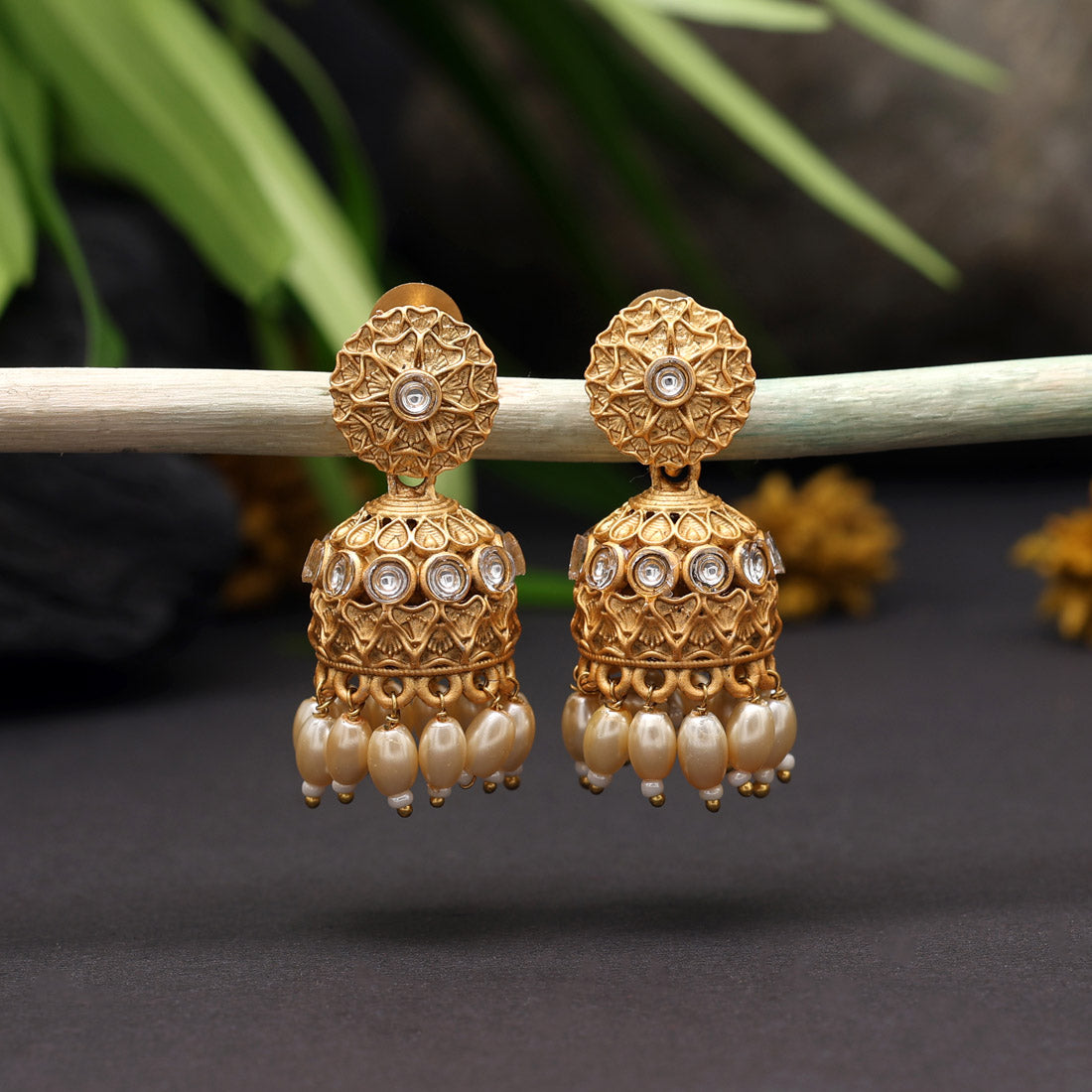 Gold Color Matte Gold Jhumka (MGE275GLD)