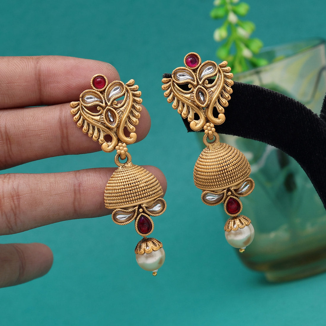 Rani Color Matte Gold Brass Earrings (MGE293RNI)