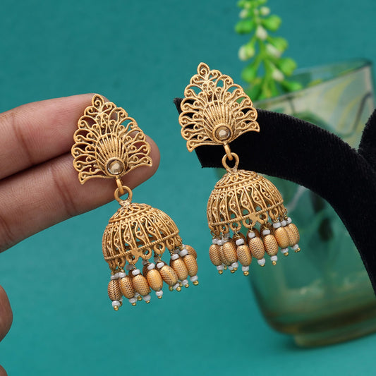 Gold Color Matte Gold Jhumka (MGE294GLD)